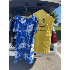 Vintage 1960s 1970s Floral Blue Royal Hawaiian Dress Size 18 original Cover